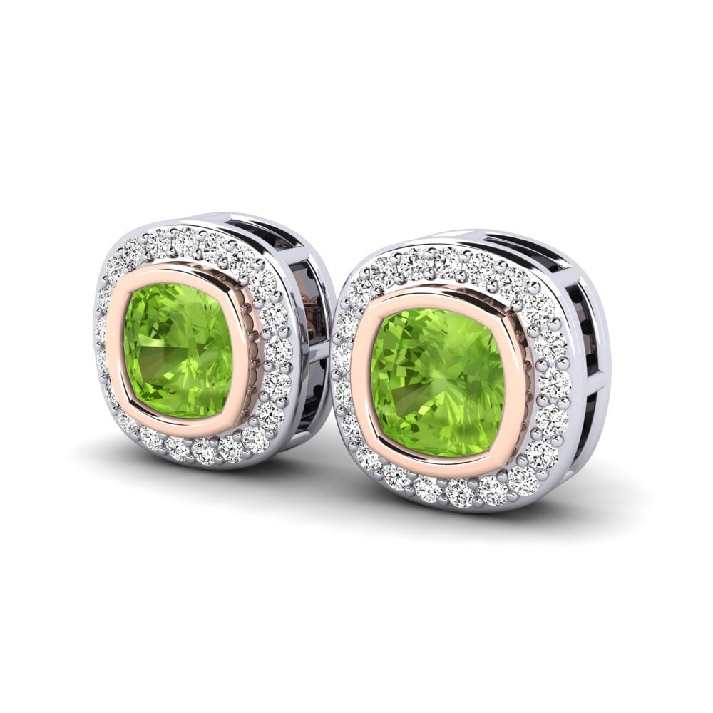 14k Oro Blanco & Rosa Peridoto Pendiente de mujer Alangoya