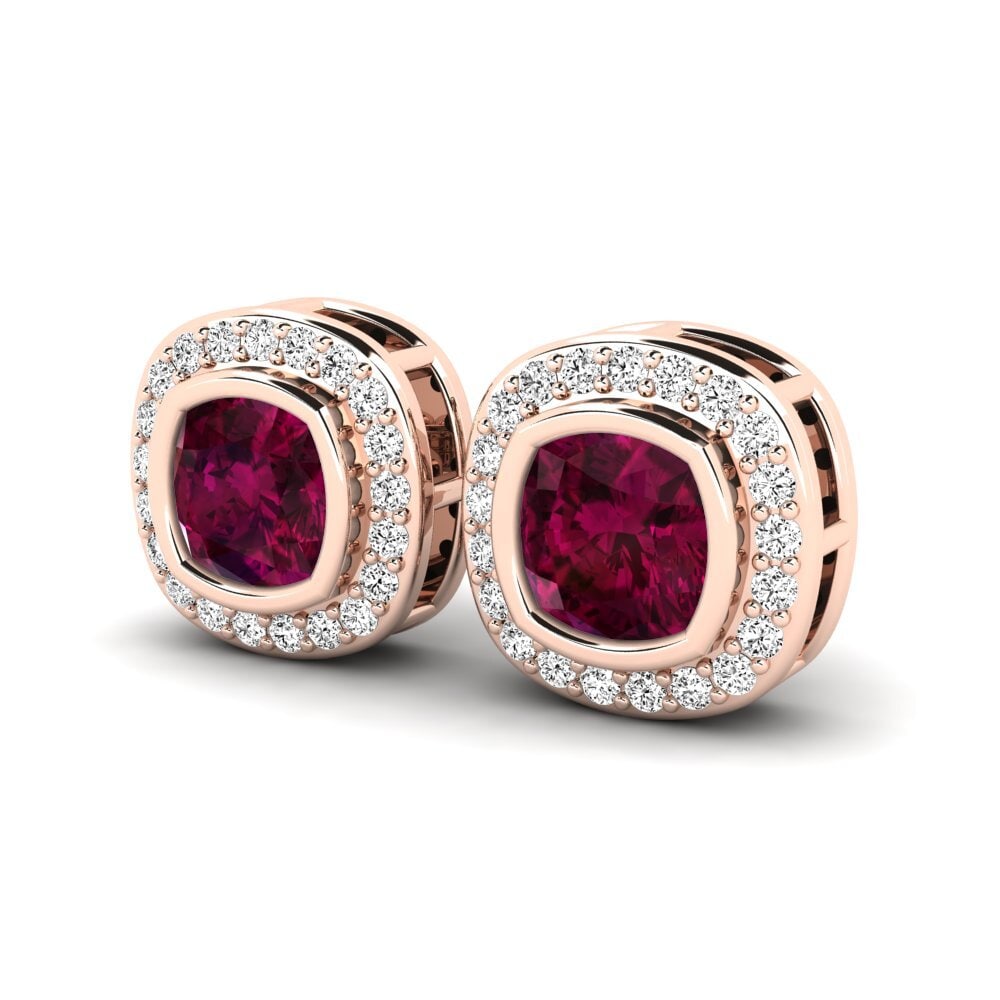14k Oro Rosa Granate Rhodolite Pendiente de mujer Alangoya