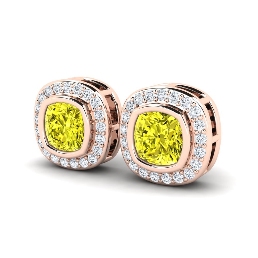 14ct Rose Gold Yellow Diamond Women's Earring Alangoya