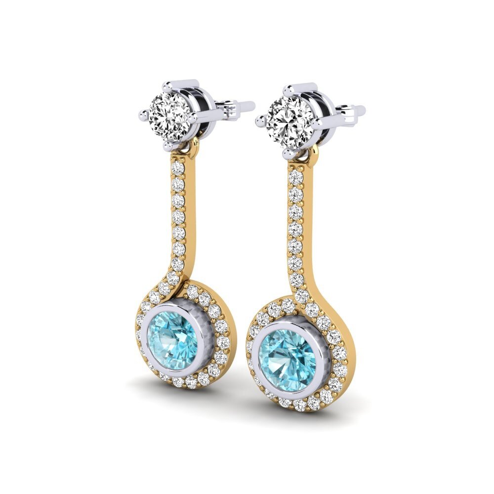 18ct Yellow & White Gold Blue Zircon Women's Earring Alannah