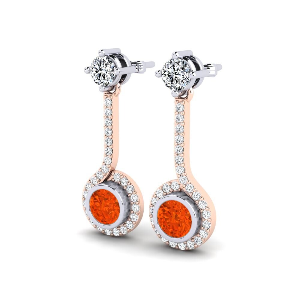 14ct Rose & White Gold Fire Opal Women's Earring Alannah