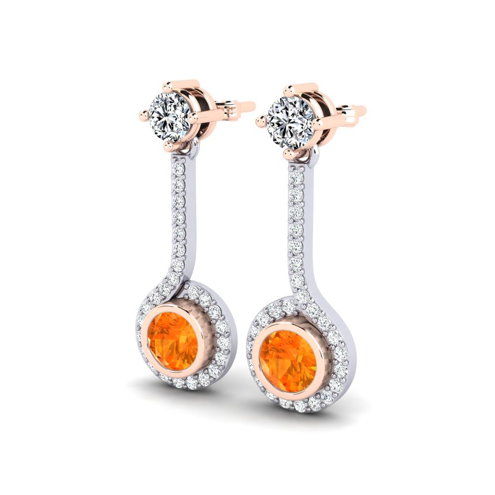 9K White & Rose Gold Orange Sapphire Earring Alannah