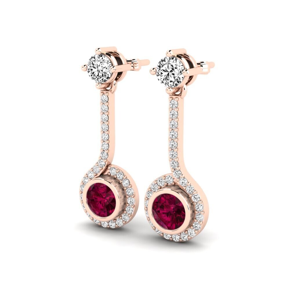 14k Oro Rosa Granate Rhodolite Pendiente de mujer Alannah