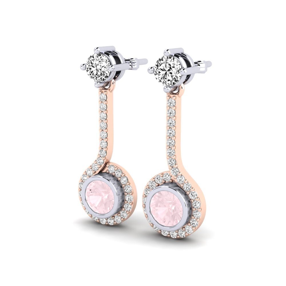 9k Oro Rosa & Blanco Cuarzo rosa Pendiente de mujer Alannah