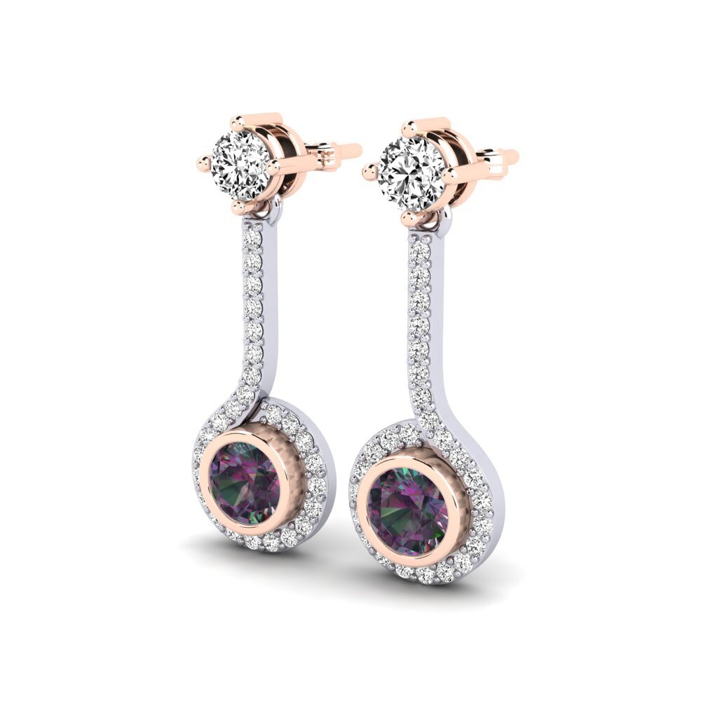 14k Oro Blanco & Rosa Topacio Místico Pendiente de mujer Alannah
