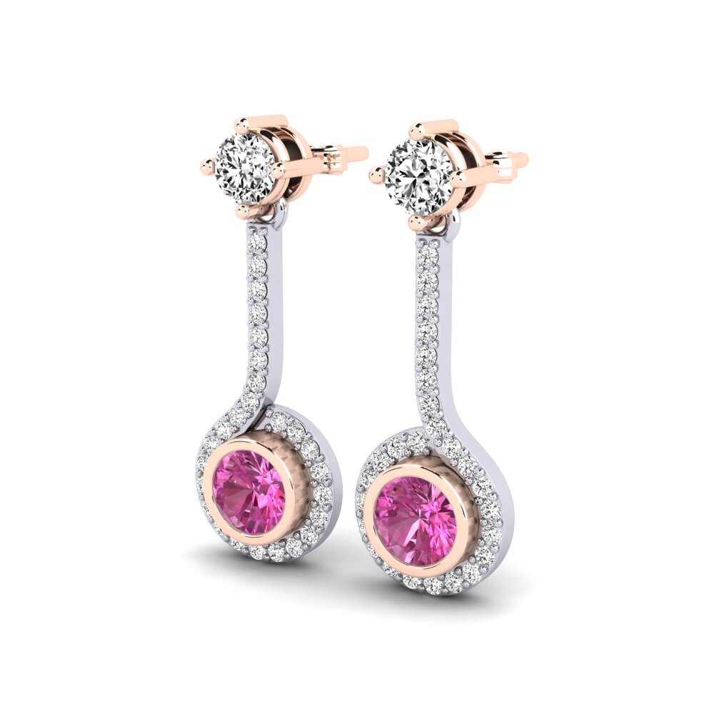14k Oro Blanco & Rosa Topacio Rosa Pendiente de mujer Alannah