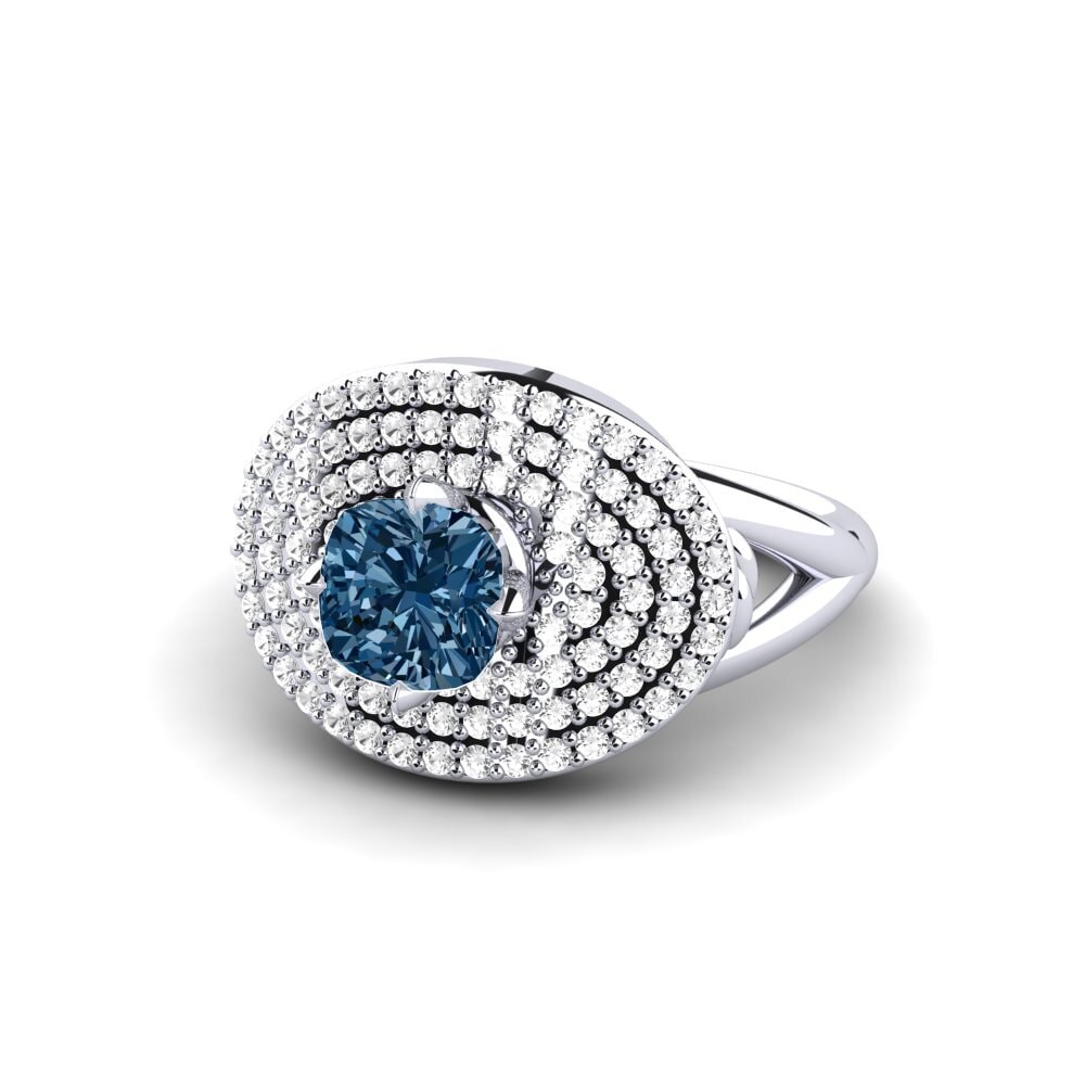 White Silver Blue Diamond Engagement Ring Alard