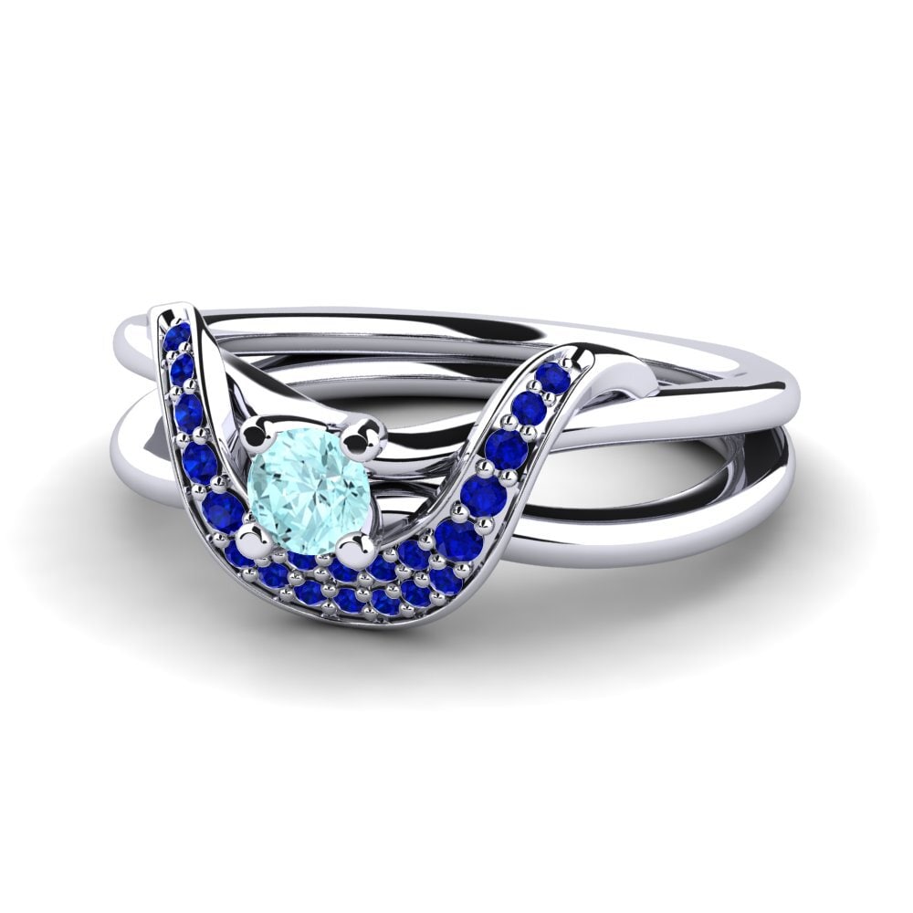 Aquamarine Engagement Ring Alasha 0.16 crt