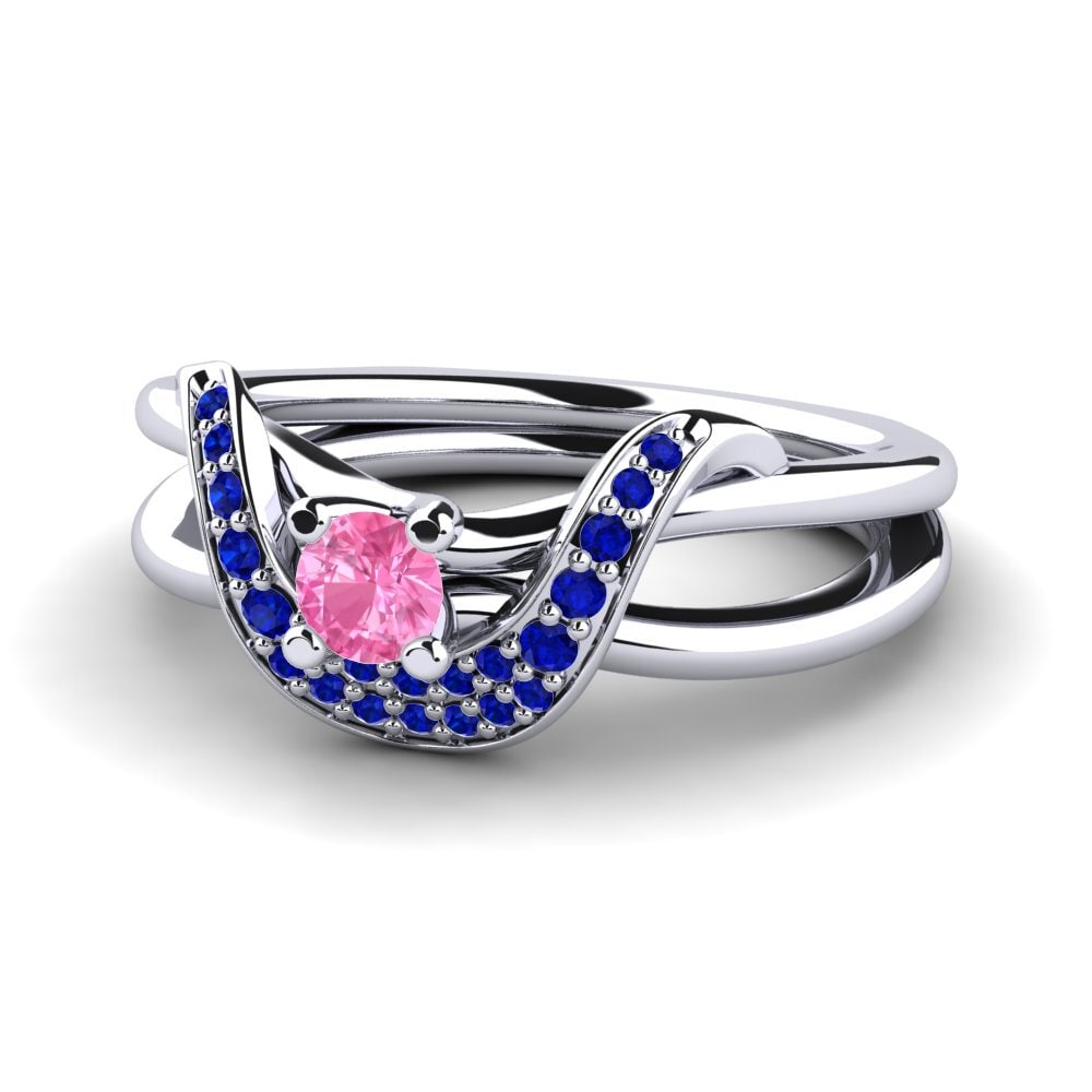 18ct White Gold Pink Sapphire Engagement Ring Alasha 0.16 crt