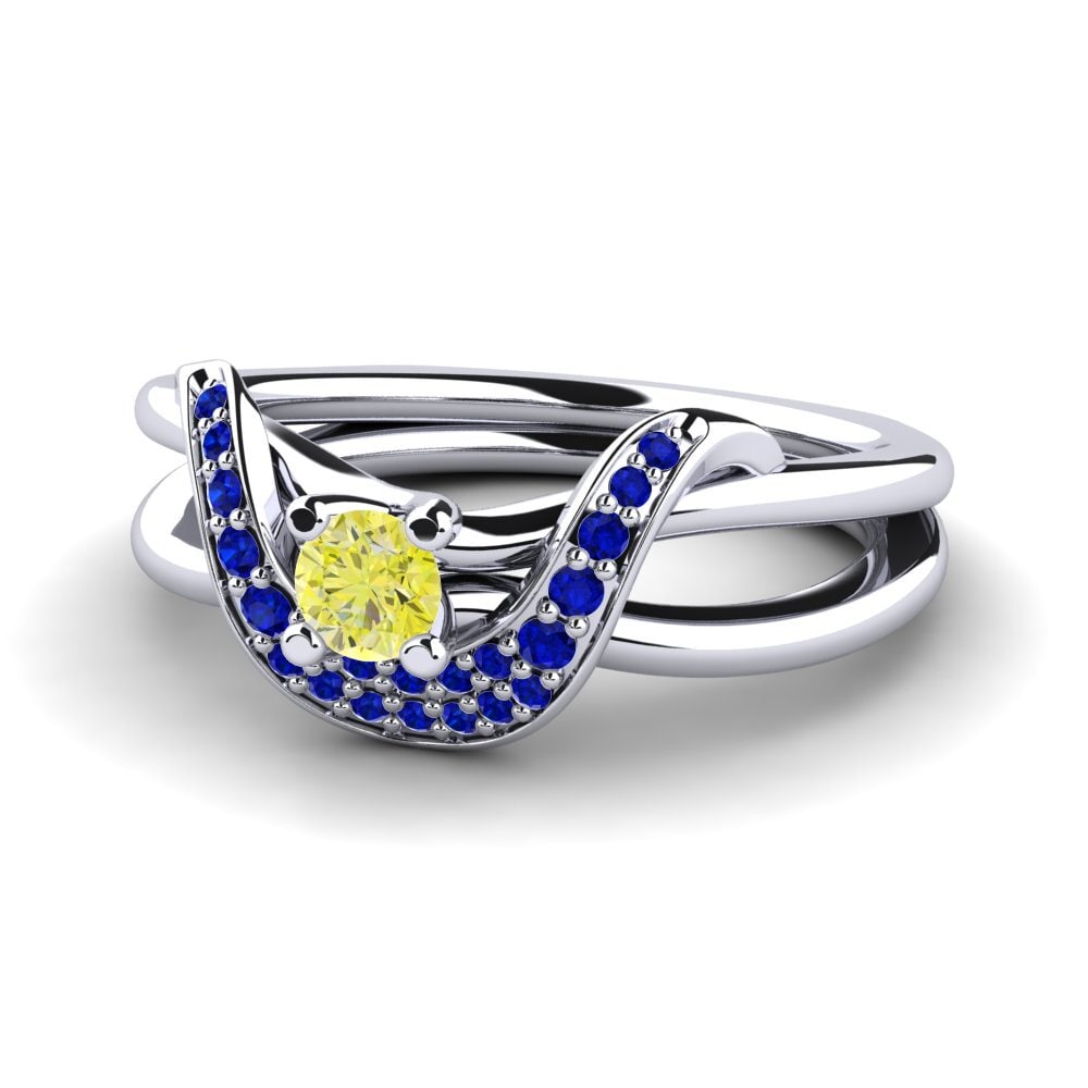 9ct White Gold Yellow Diamond Engagement Ring Alasha 0.16 crt