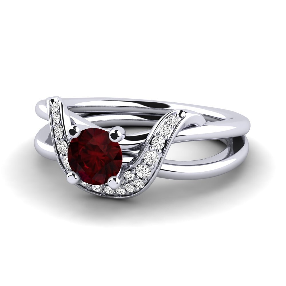Đá Garnet / Ngọc Hồng Lựu Nhẫn đính hôn Alasha