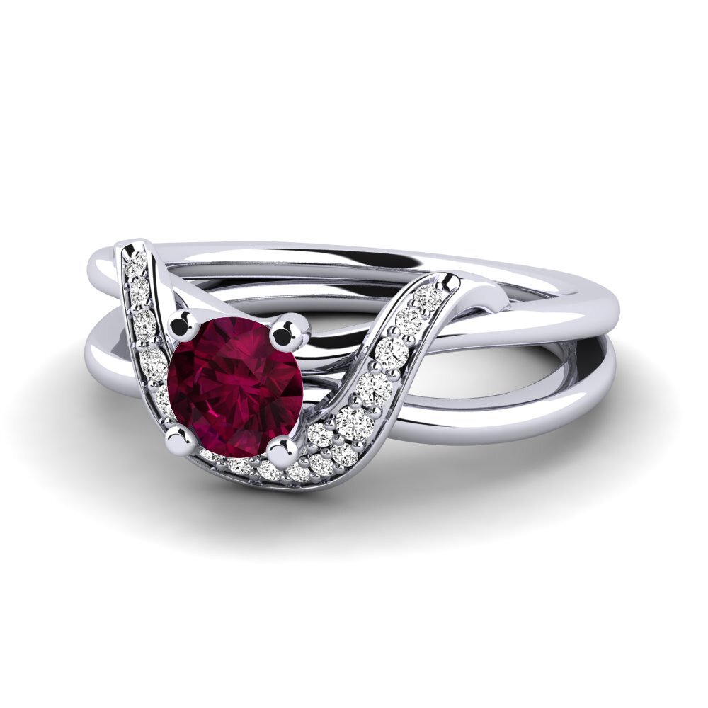 Đá Rhodolite Nhẫn đính hôn Alasha