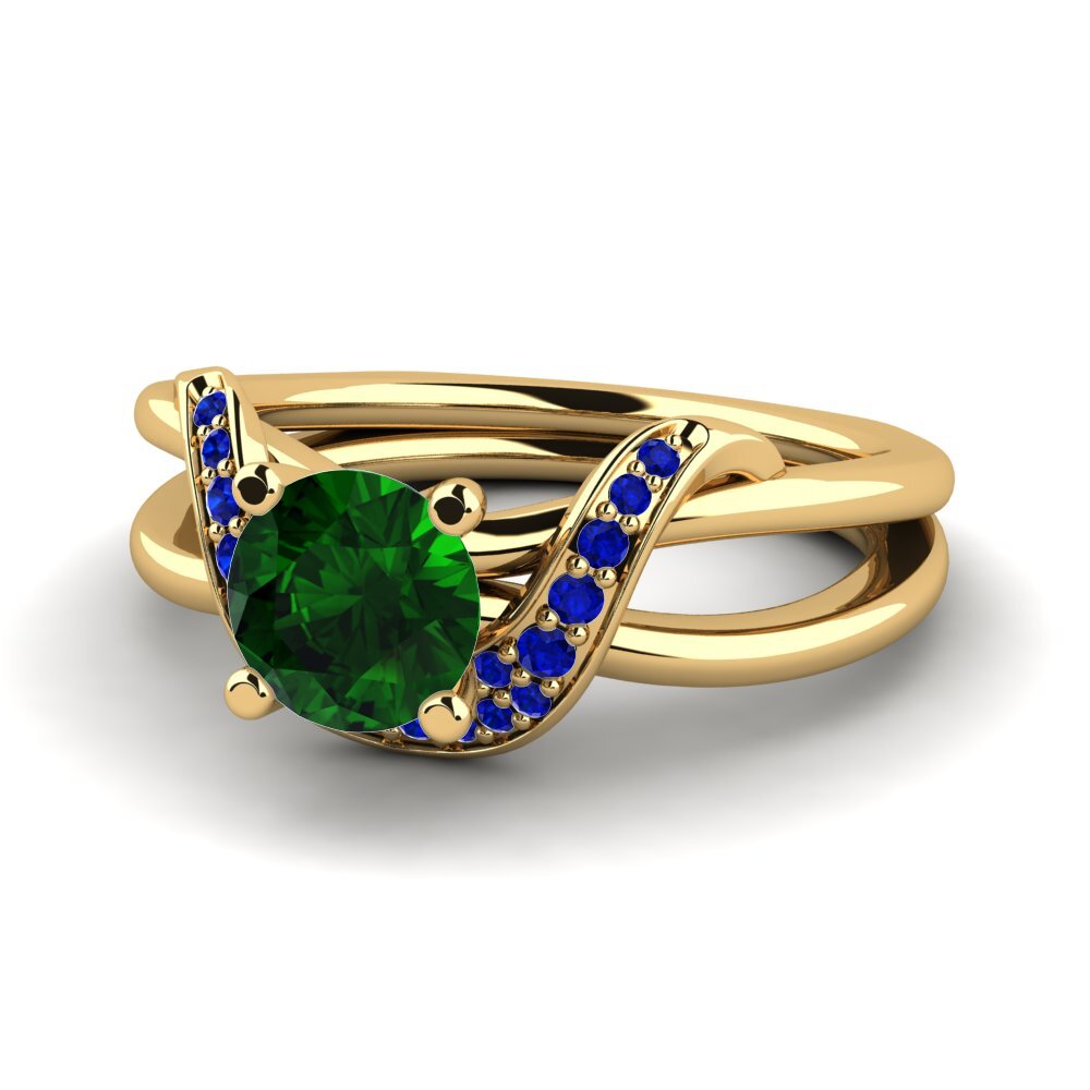 14ct Yellow Gold Green Tourmaline Engagement Ring Alasha 0.8 crt