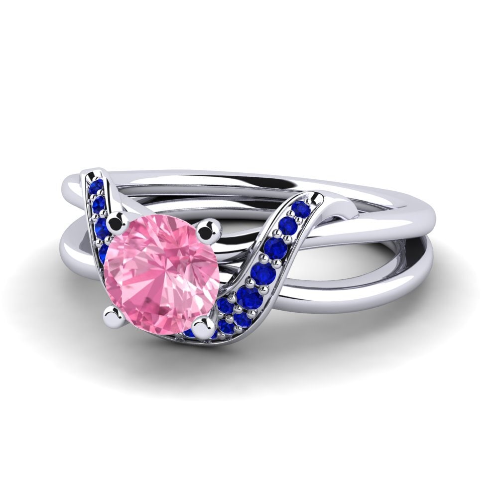18ct White Gold Pink Sapphire Engagement Ring Alasha 0.8 crt