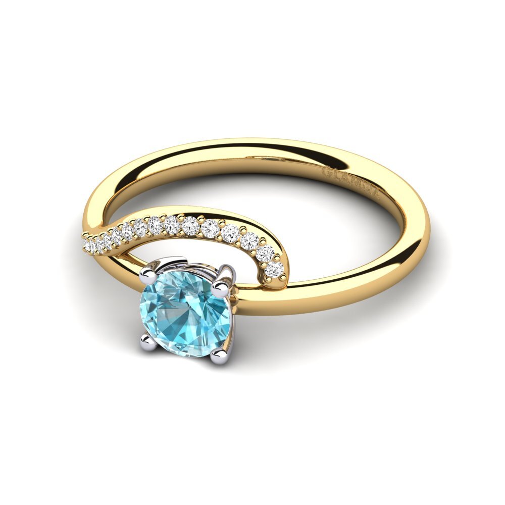 Circón Azul Anillo de compromiso Alazre