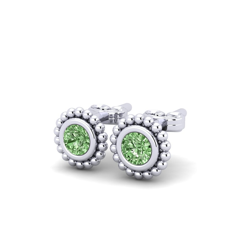 Oro Bianco 585 Diamante Verde Orecchino da donna Albergo