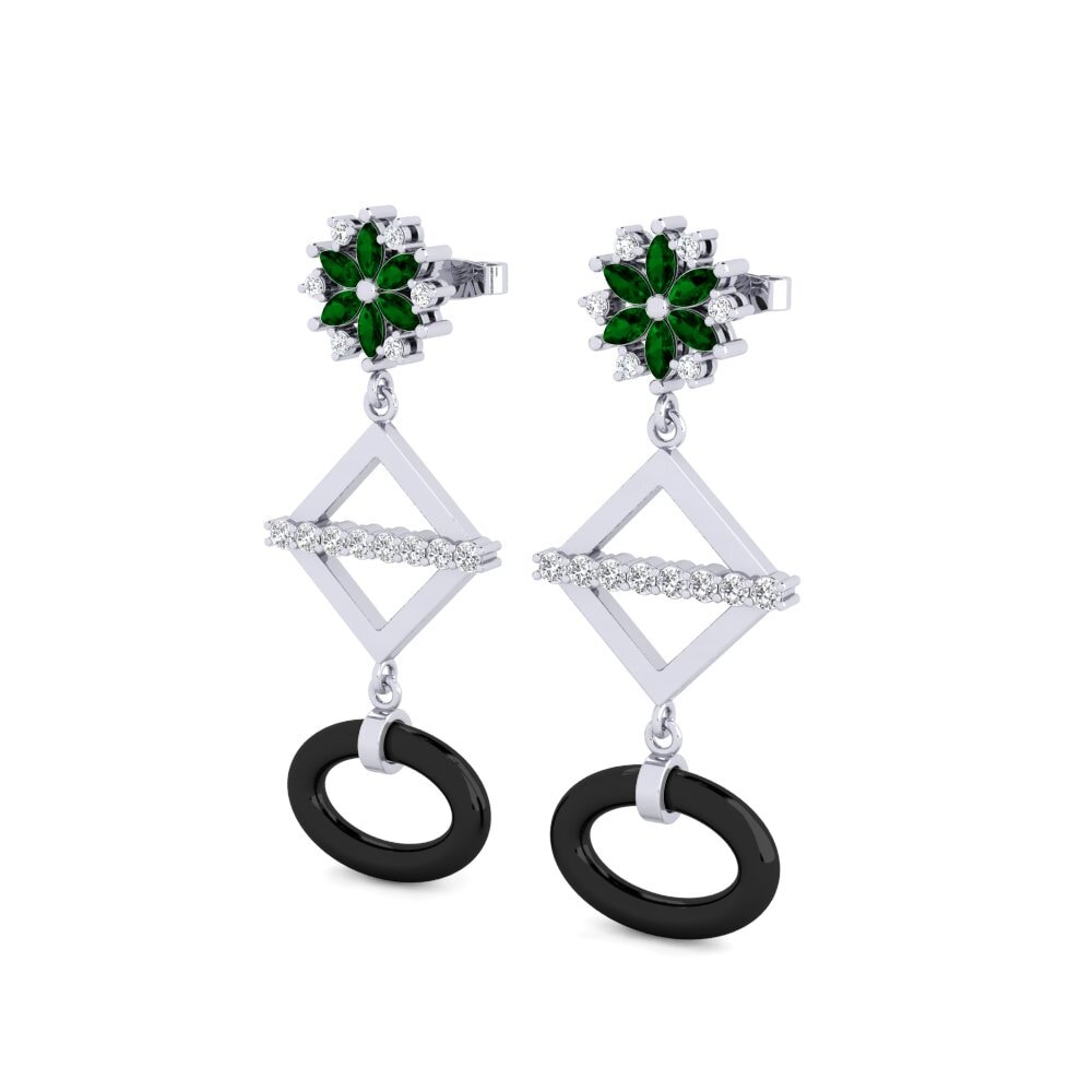 White Silver Green Zirconia Women's Earring Albi