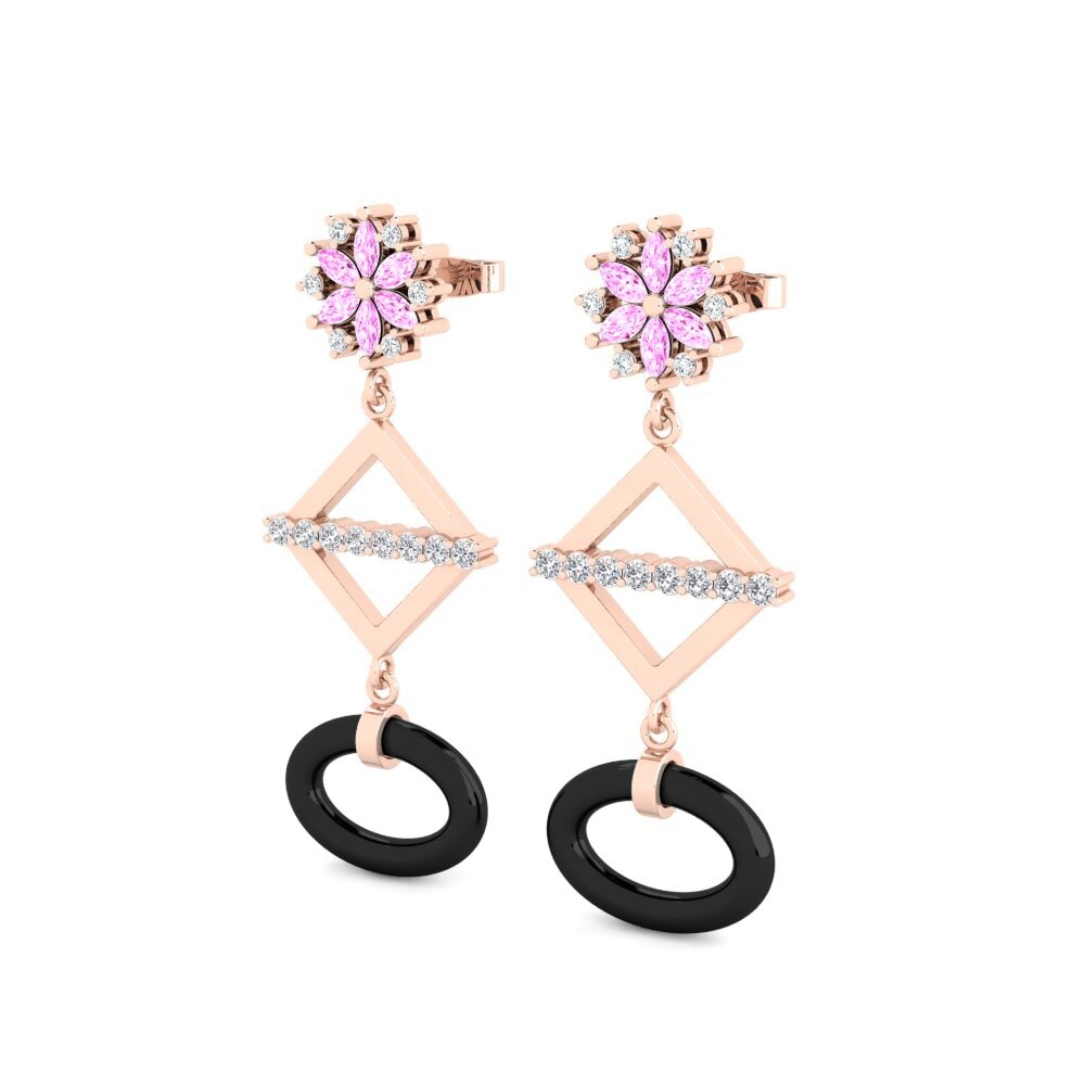 14k Oro Rosa Zafiro Rosado Pendiente de mujer Albi