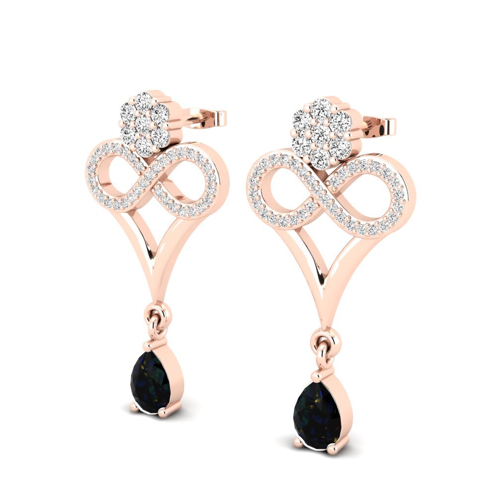 18ct Rose Gold Black Opal Women's Earring Aldonsa
