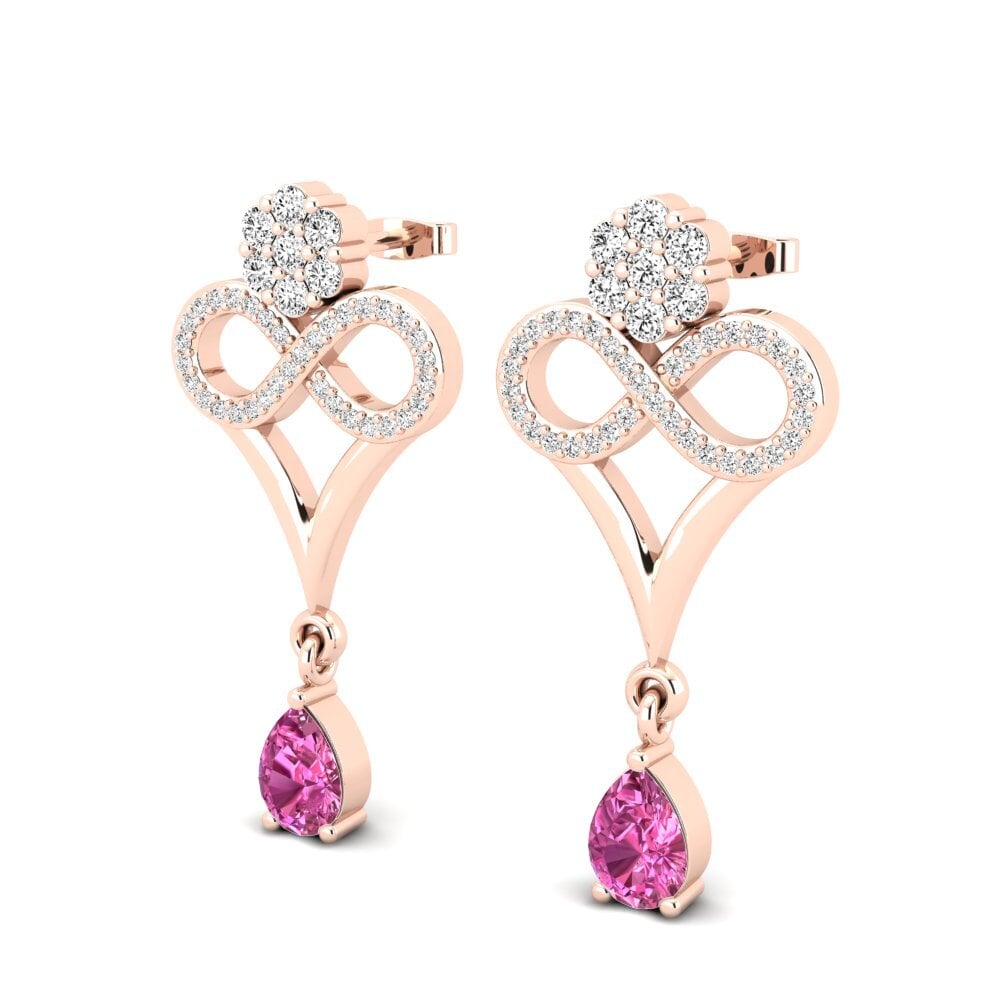 14k Oro Rosa Topacio Rosa Pendiente de mujer Aldonsa