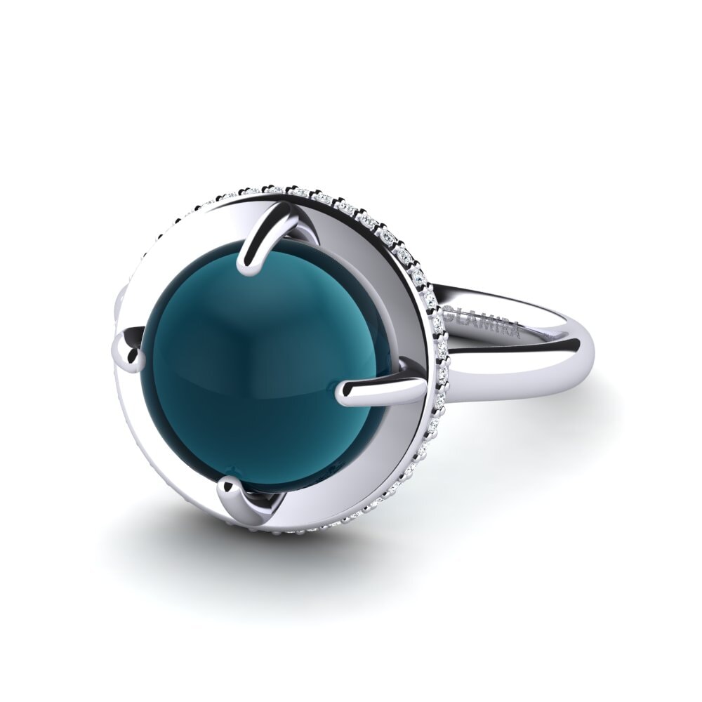 Topacio Azul Londres Cabujón Anillo Aldonza