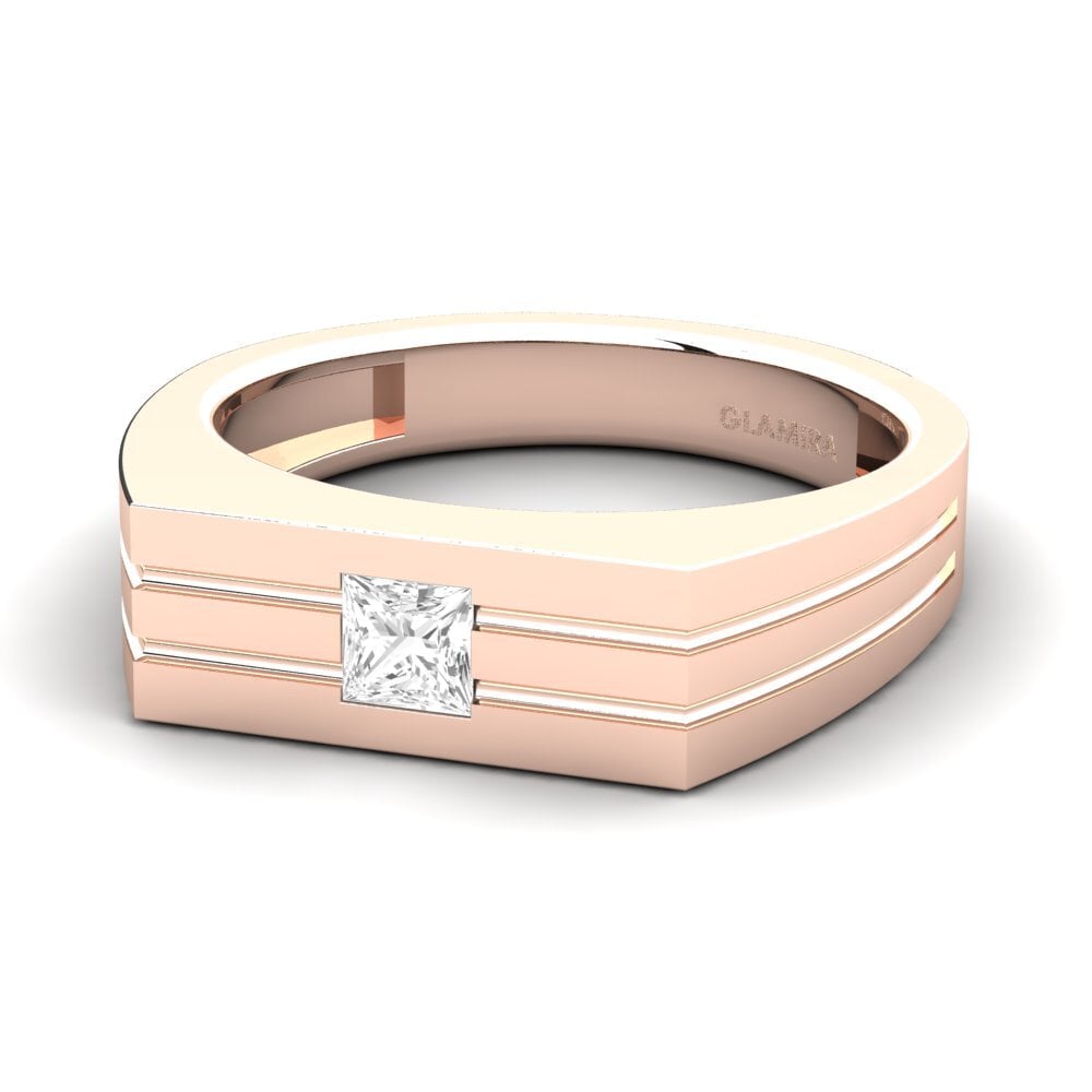 14ct Rose Gold White sapphire Men's Ring Alecander