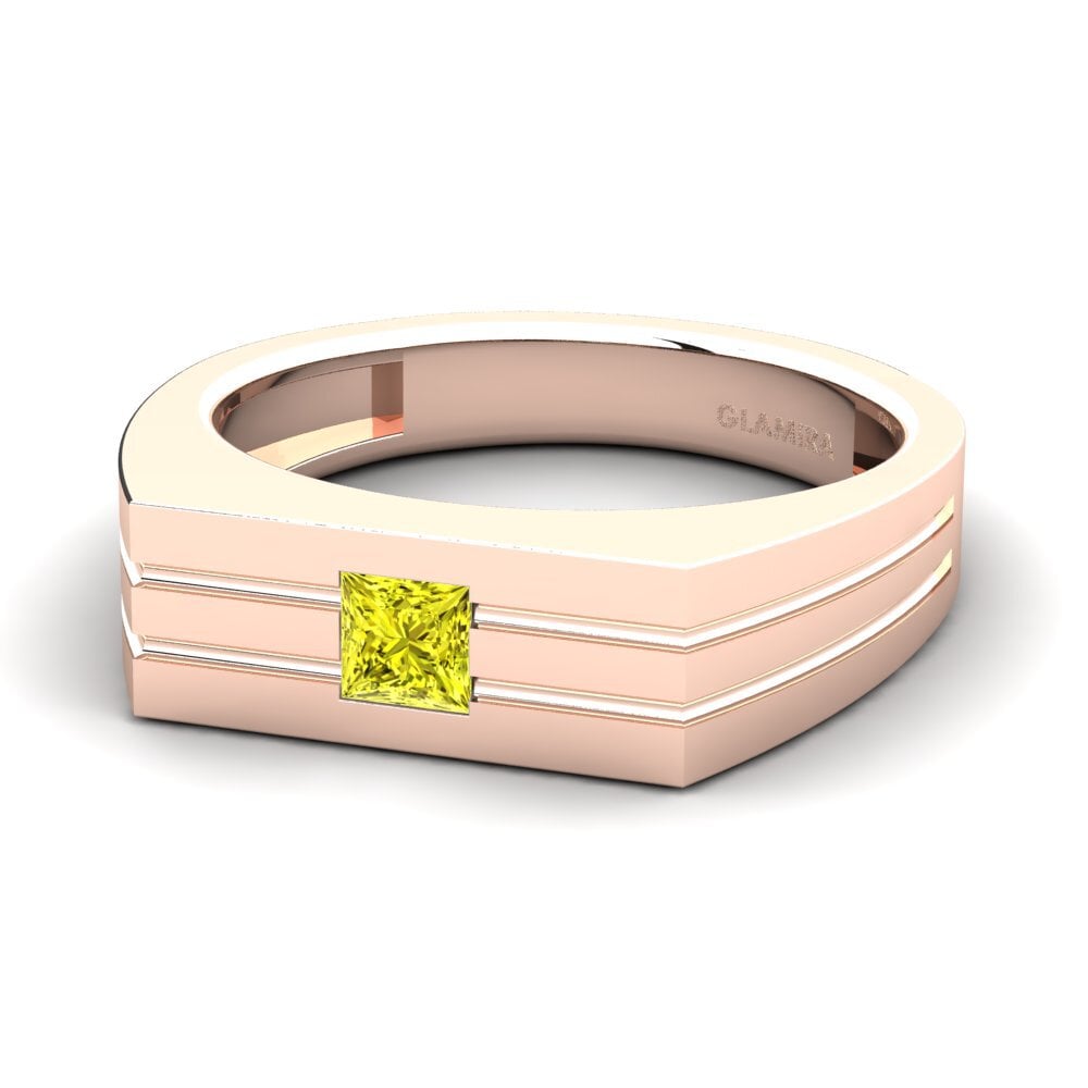 Oro Rosso 750 Diamante Giallo Anello da uomo Alecander