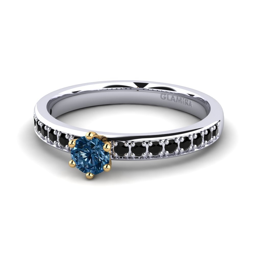 18k Oro Blanco & Amarillo Anillo de compromiso Ageall