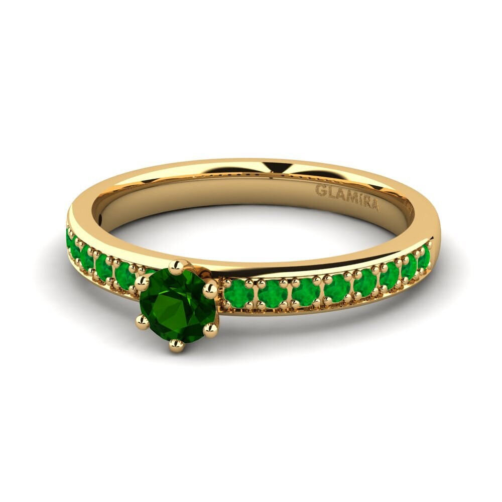 14ct Yellow Gold Green Tourmaline Engagement Ring Ageall
