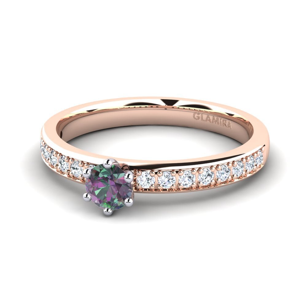 9ct Rose & White Gold Mystic Topaz Engagement Ring Ageall