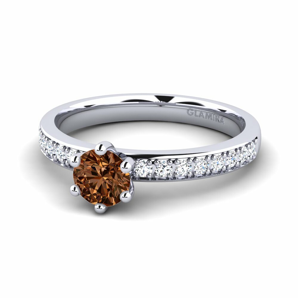 Solitaire Pave Brown Diamond Rings