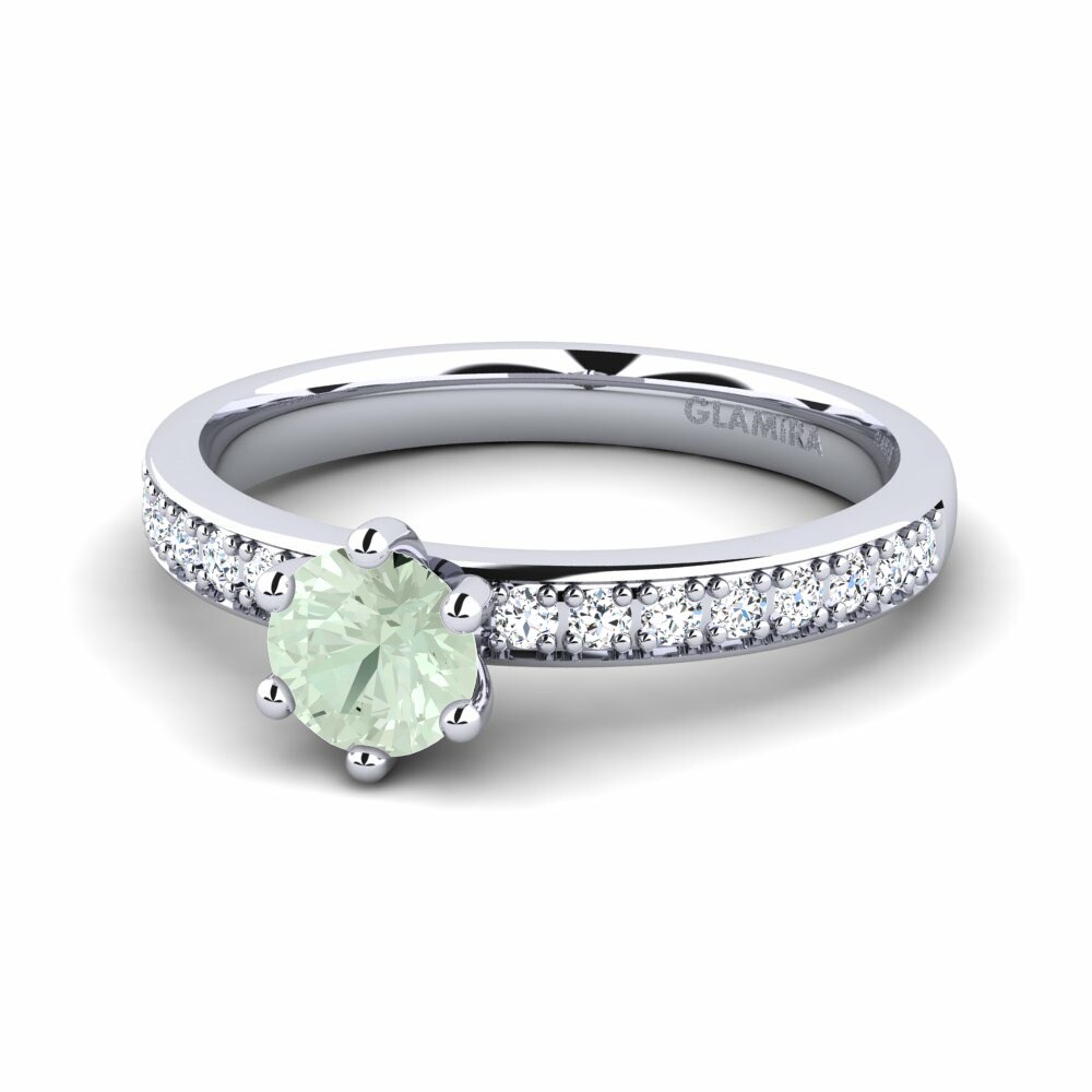 Solitaire Pave Green Amethyst Rings