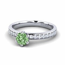 Solitaire Pave Green Diamond Rings
