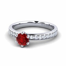 Solitaire Pave Ruby (Lab Created) Rings