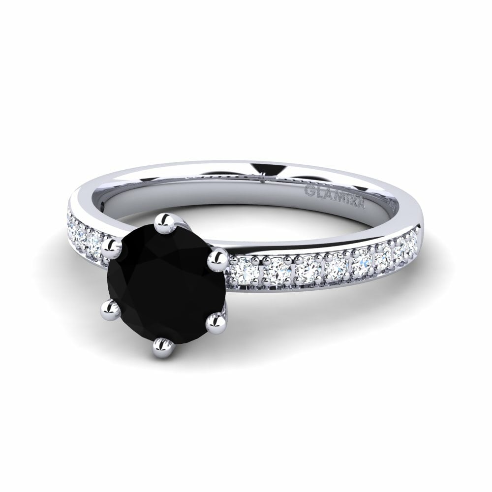 Solitaire Pave Black Diamond Engagement Rings