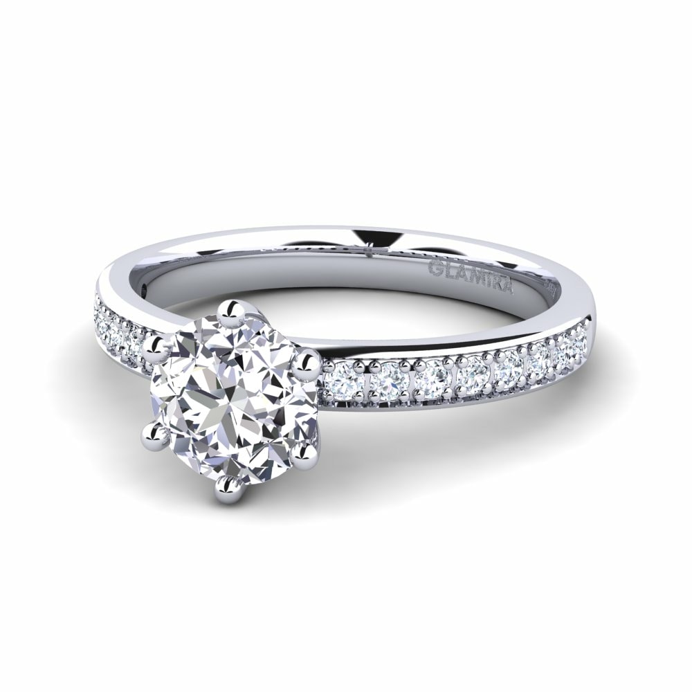 Solitaire Pave Diamond 585 White Gold Engagement Rings