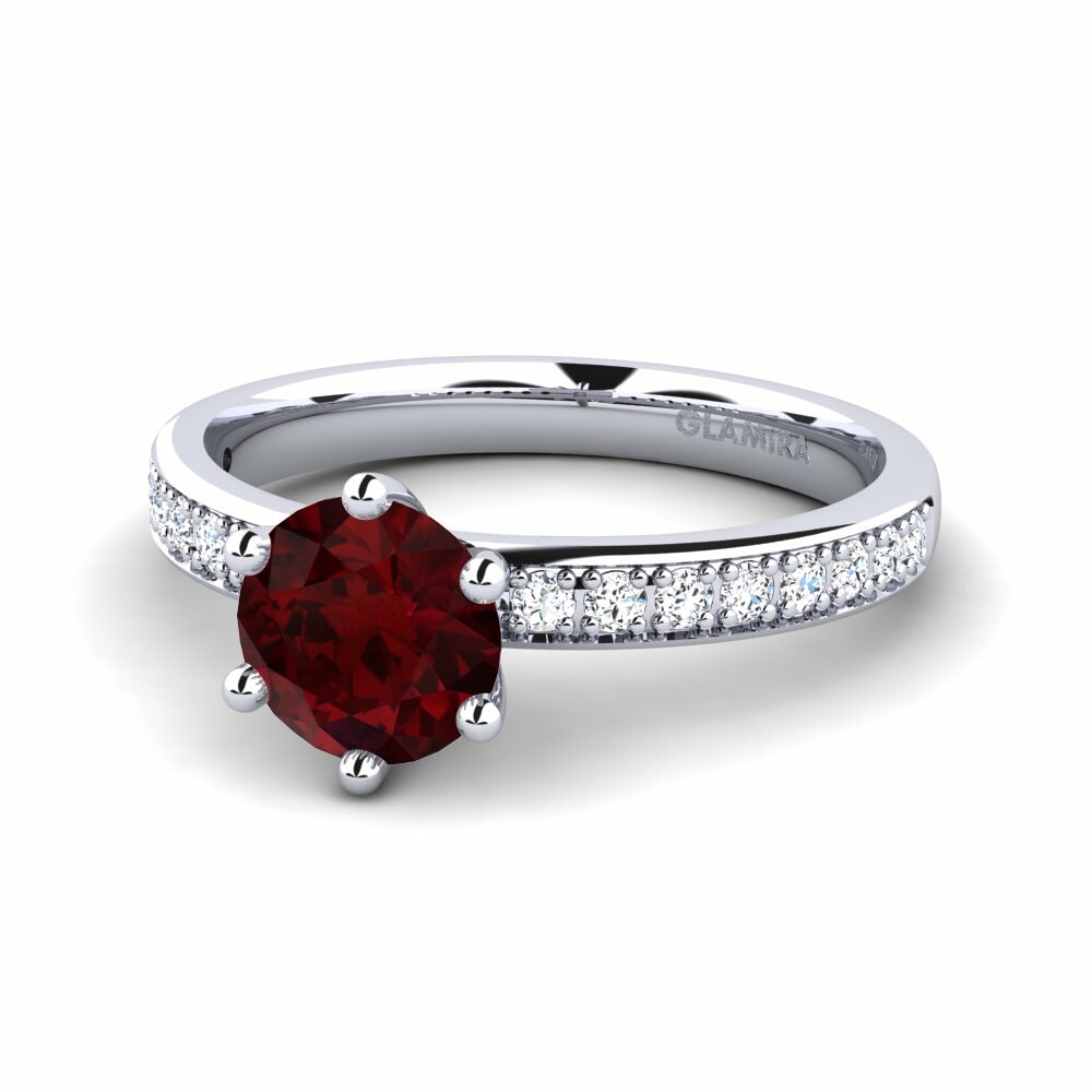 Solitaire Pave Garnet Engagement Rings