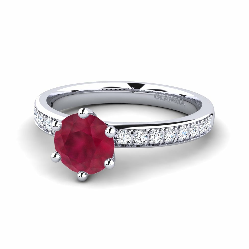 Solitaire Pave Ruby Engagement Rings