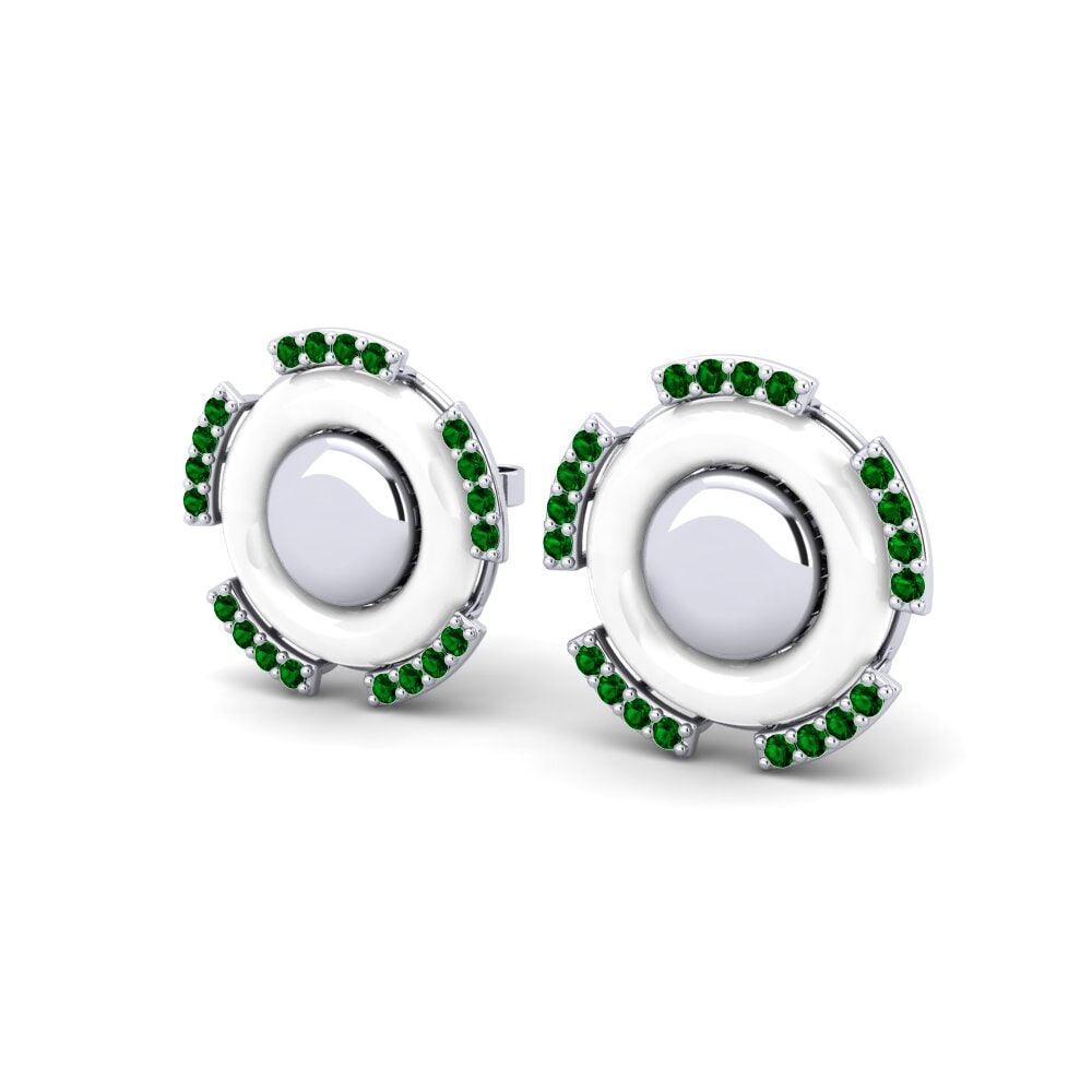 White Silver Green Zirconia Women's Earring Alejandre