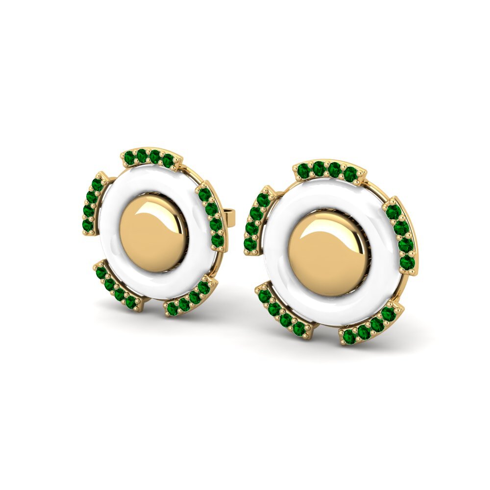 14k Oro Amarillo Circonita Verde Pendiente de mujer Alejandre