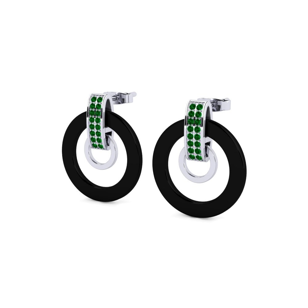 White Silver Green Zirconia Women's Earring Alfredias