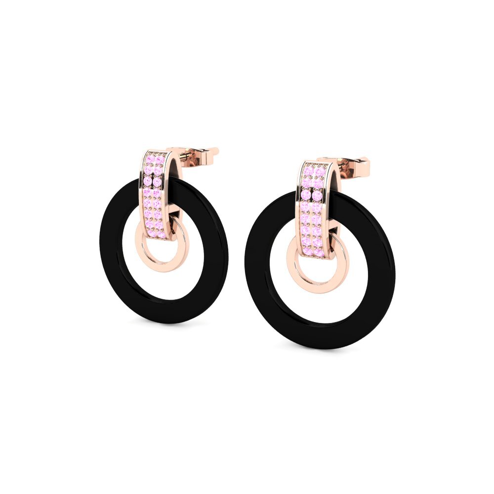 14k Oro Rosa Zafiro Rosado Pendiente de mujer Alfredias