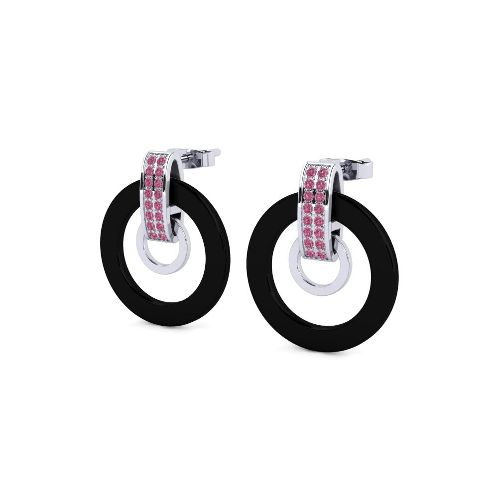 Platino 950 Granate Rhodolite Pendiente de mujer Alfredias