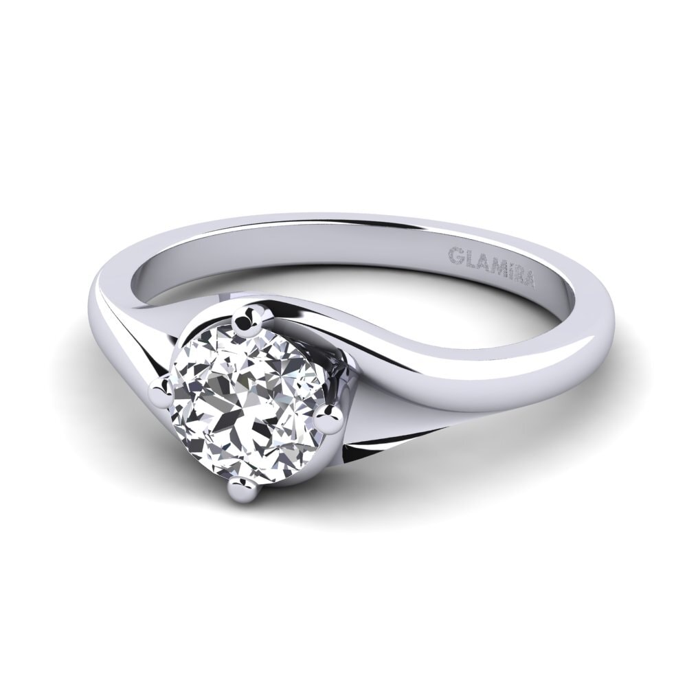 18k Oro Blanco Diamante Anillo de compromiso Alfrida 0.8 crt