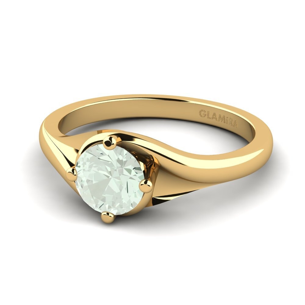 18k Oro Amarillo Amatista verde Anillo de compromiso Alfrida 0.8 crt