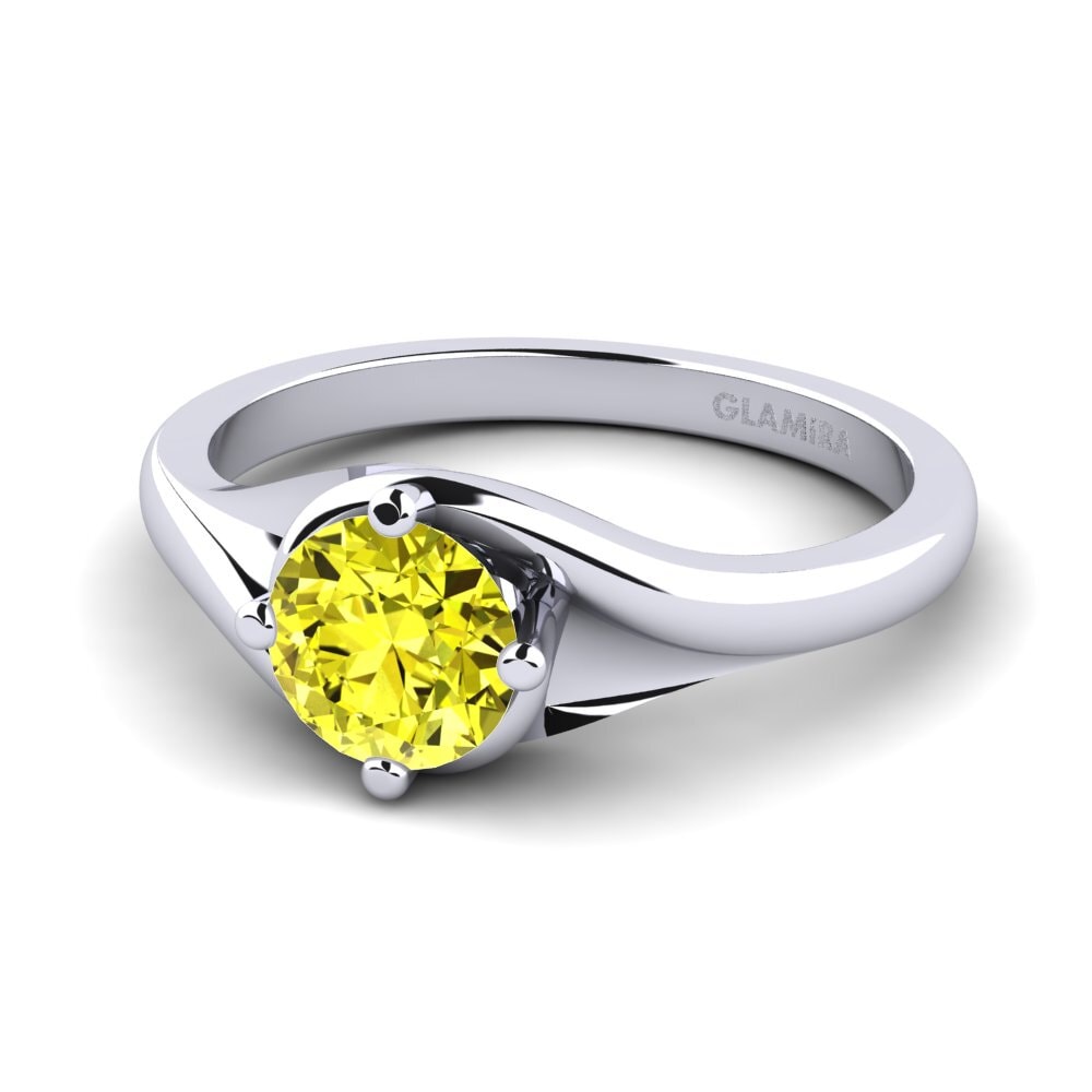 18k Oro Blanco Anillo de compromiso Alfrida 0.8 crt
