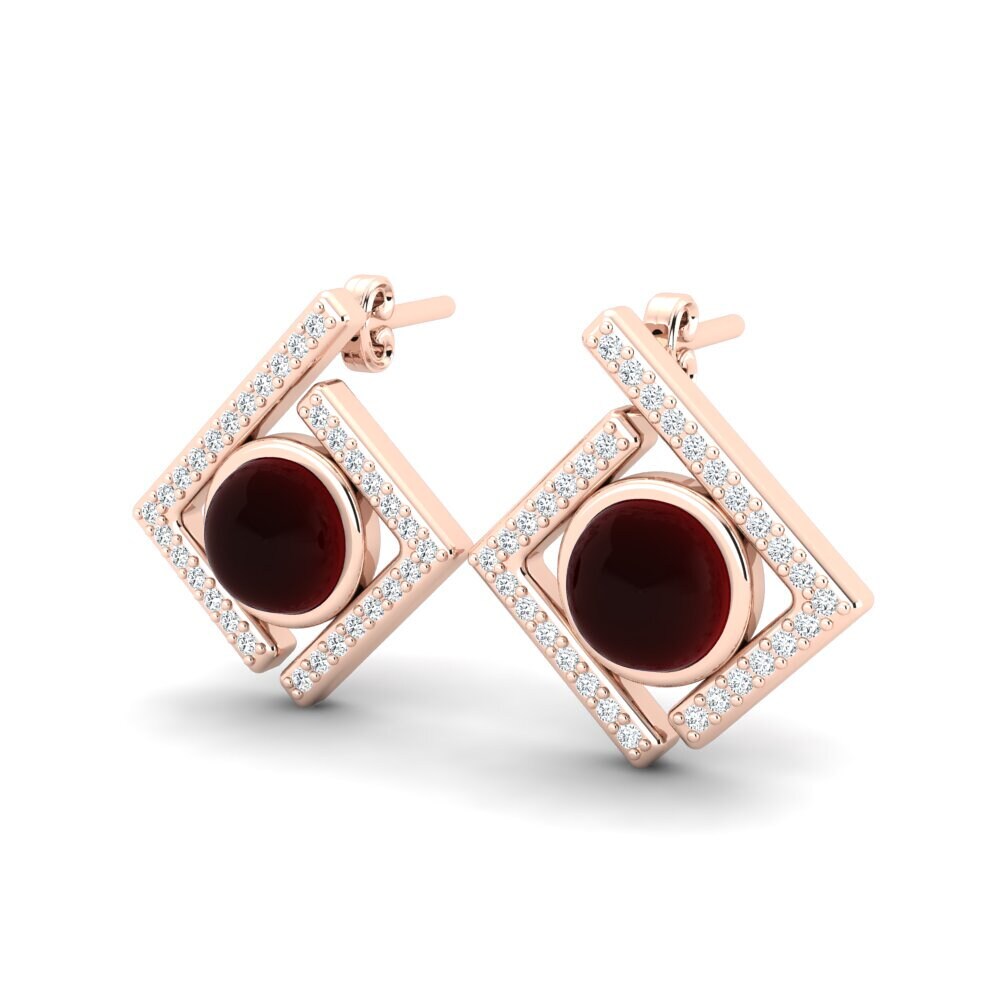 red-375 Cabochon Granada Brincos Feminino Alhanis