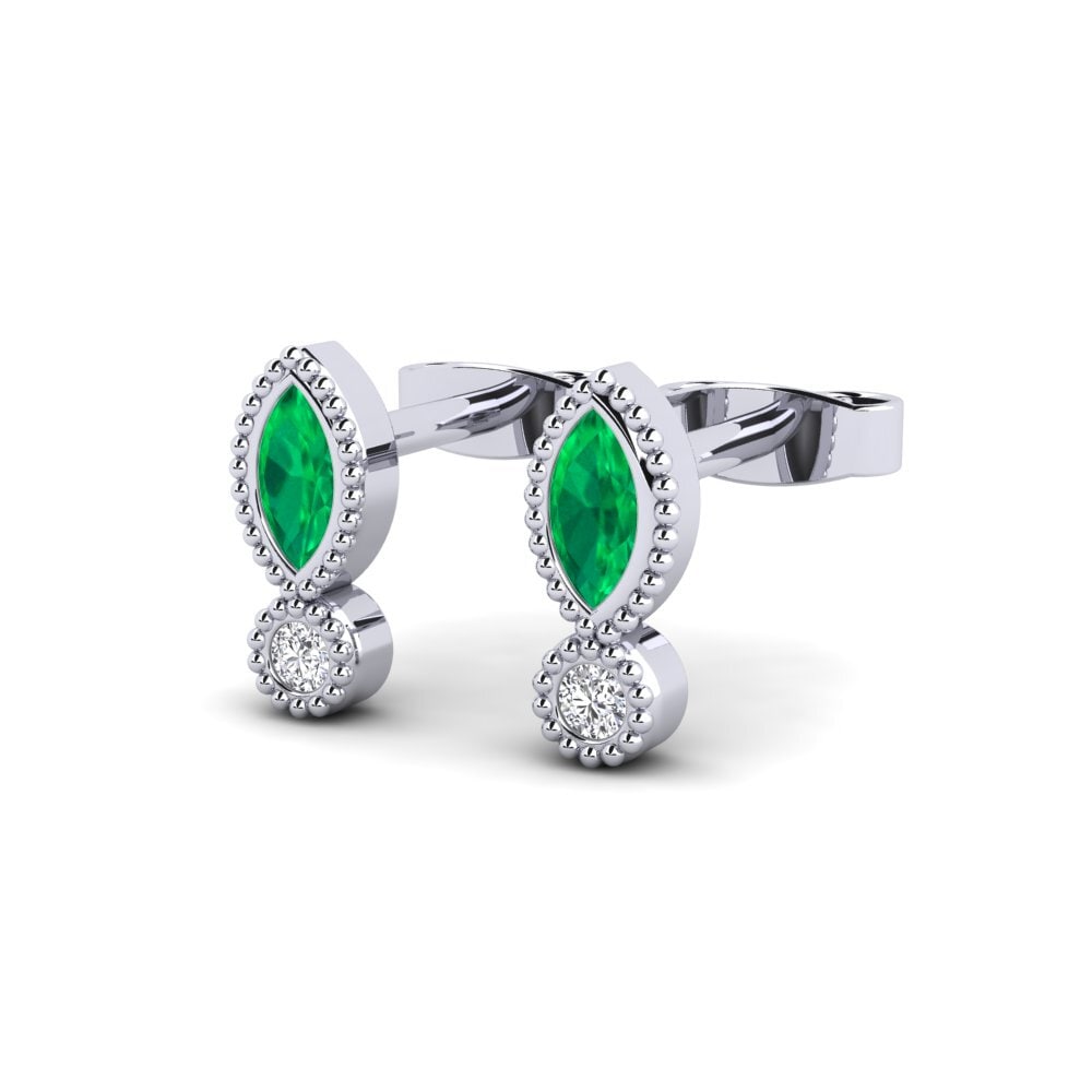 Plata 925 Esmeralda Pendiente de mujer Aliciana