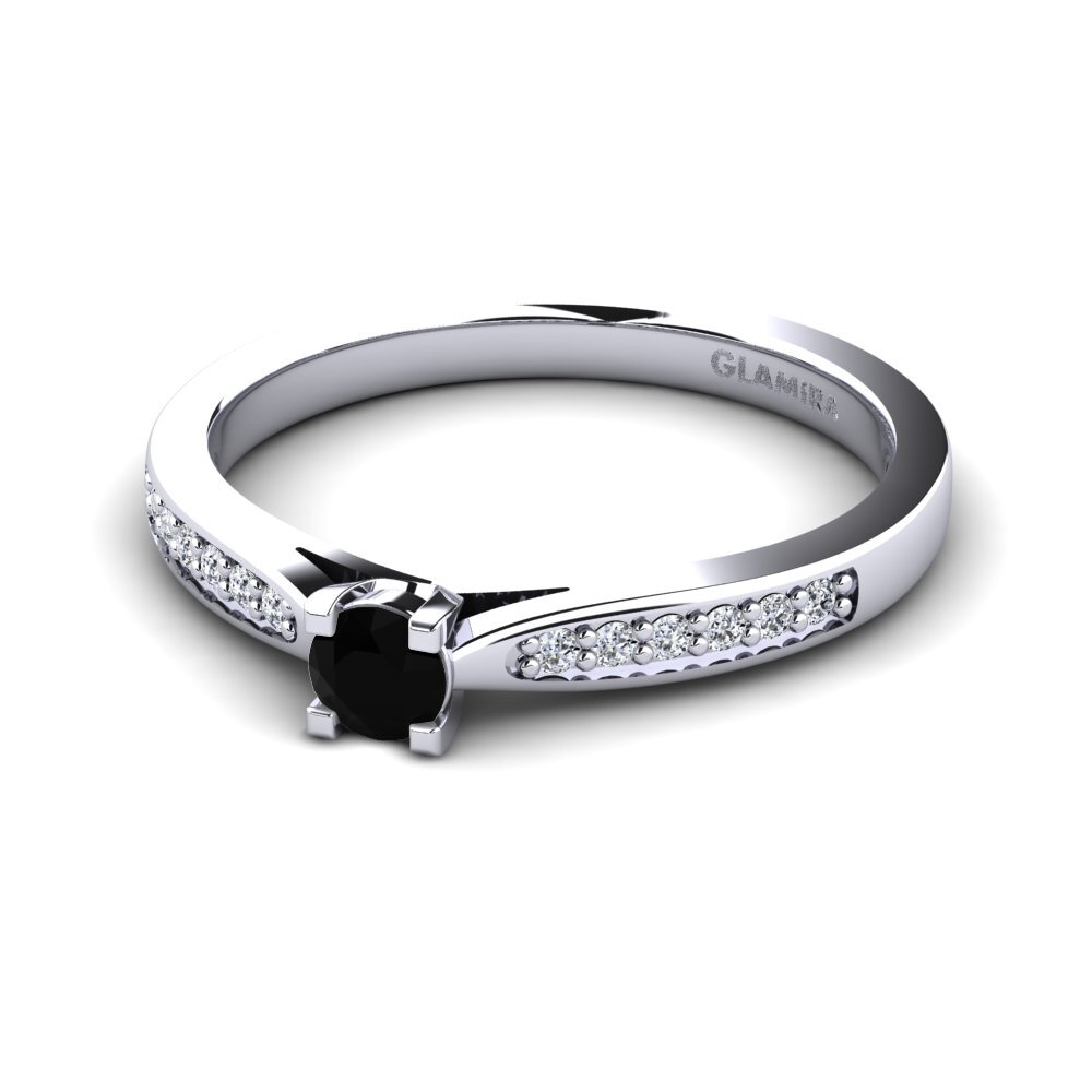 Zafiro negro Anillo de compromiso Alina 0.16crt