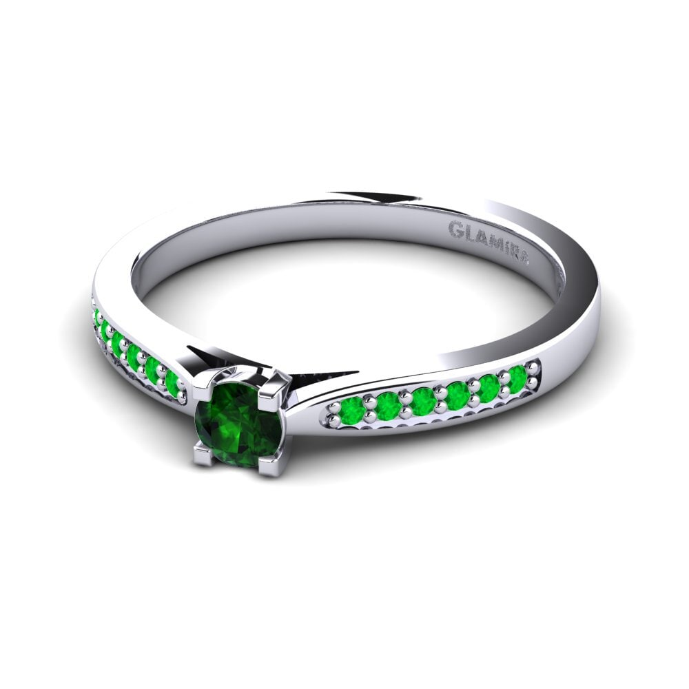 Turmalina verde Anillo de compromiso Alina 0.16crt